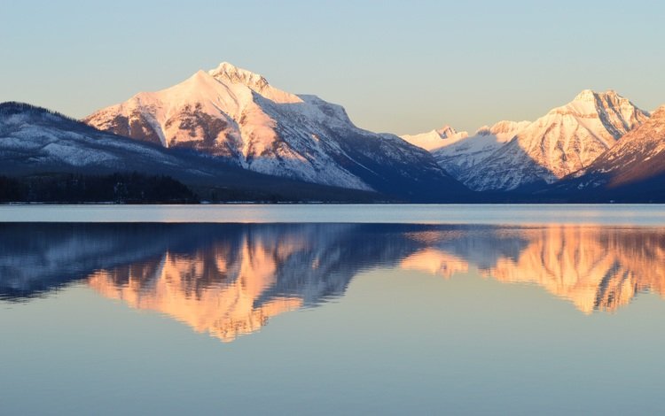 озеро, горы, отражение, национальный парк глейшер, lake mcdonald, lake, mountains, reflection, glacier national park