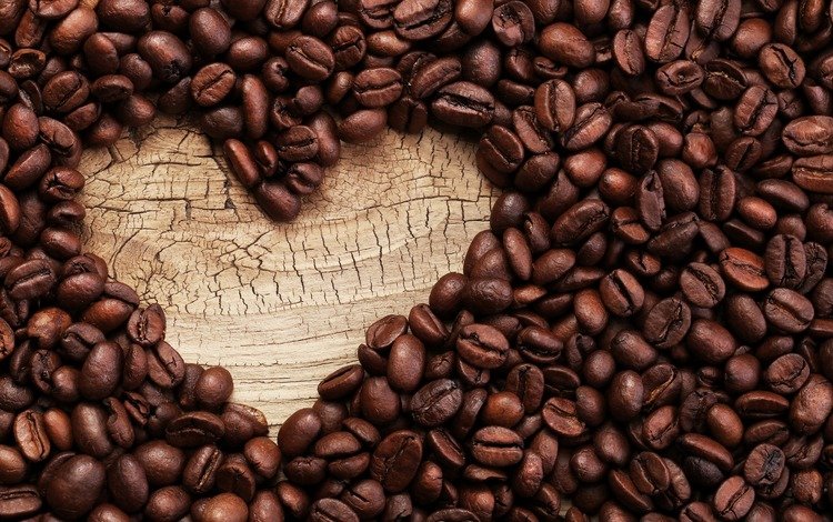 сердечко, зерна, кофе, кофейные зерна, heart, grain, coffee, coffee beans