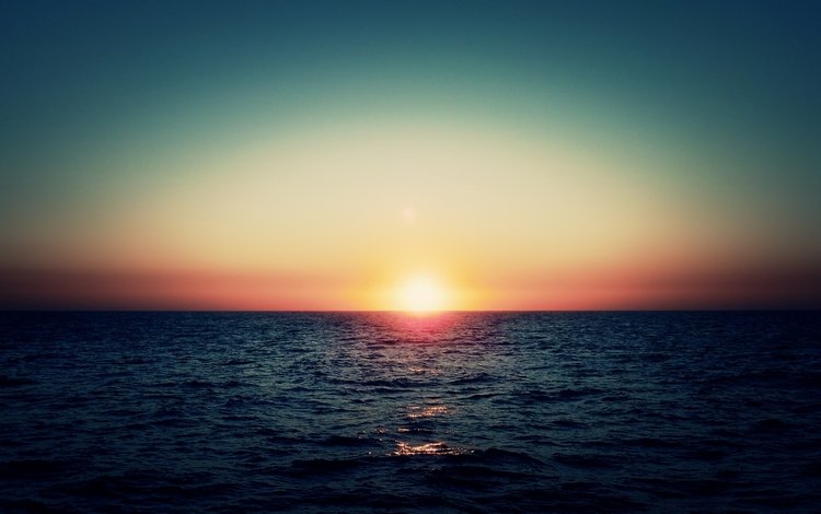 небо, солнце, закат, море, горизонт, the sky, the sun, sunset, sea, horizon