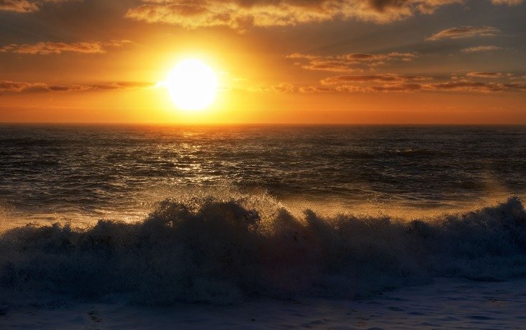 небо, облака, солнце, волны, закат, море, пляж, прилив, the sky, clouds, the sun, wave, sunset, sea, beach, tide