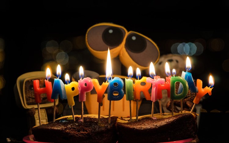 свечи, робот, мультфильм, валли, день рождения, пирог, -день рождения, candles, robot, cartoon, valley, birthday, pie, -birthday
