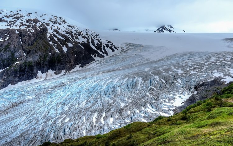 горы, снег, природа, лёд, аляска, фьорд, mountains, snow, nature, ice, alaska, the fjord