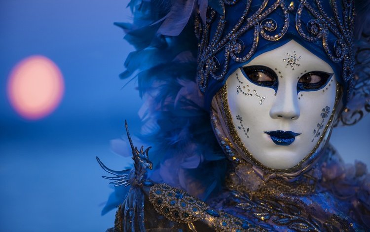ночь, маска, венеция, италия, перья, маски, карнавал, night, mask, venice, italy, feathers, carnival