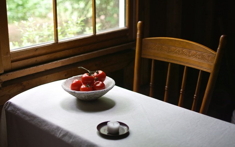 стол, окно, овощи, свеча, помидоры, table, window, vegetables, candle, tomatoes