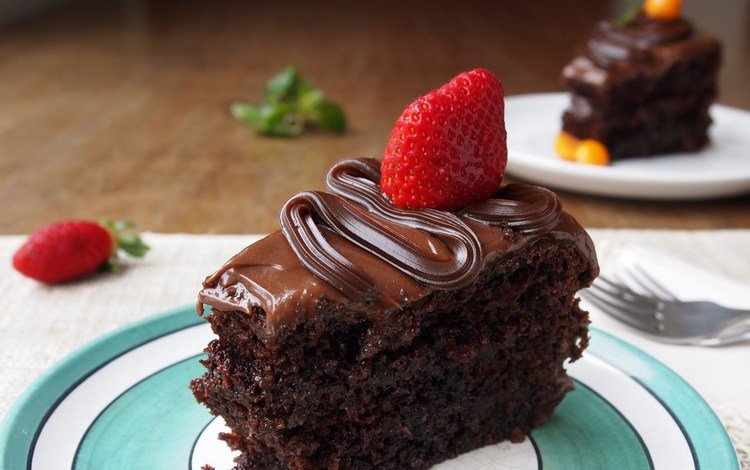клубника, шоколад, сладкое, торт, десерт, пирожное, кусок, strawberry, chocolate, sweet, cake, dessert, piece