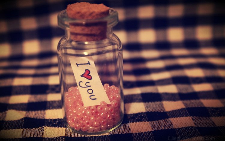 бутылочка, баночка, флакон, бисер, я люблю тебя, bottle, jar, beads, i love you
