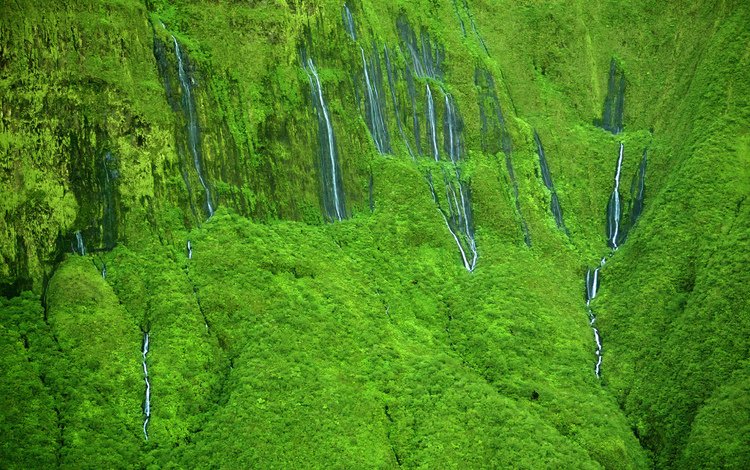 природа, склон, водопады, гаваи, мауи, wall of tears' waterfalls, nature, slope, waterfalls, hawaii, maui