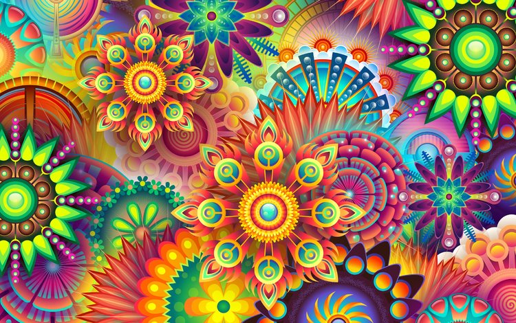цветы, абстракция, фон, узор, разноцветные, цвет, фрактал, flowers, abstraction, background, pattern, colorful, color, fractal