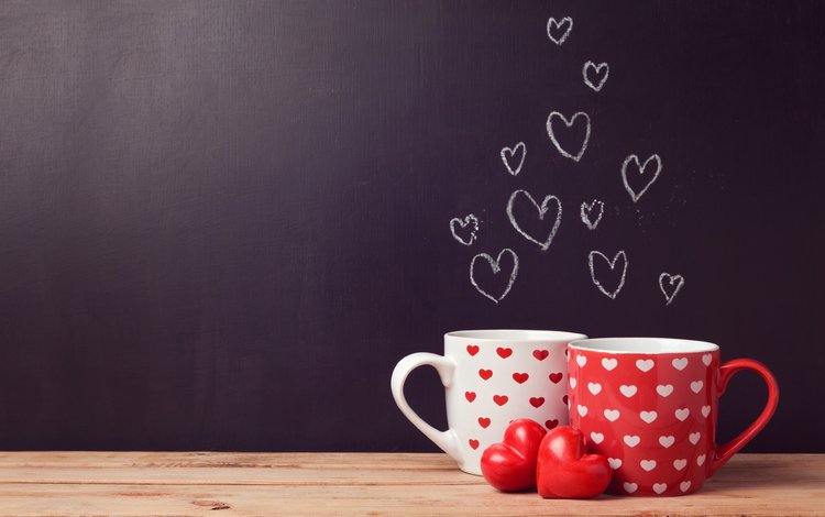 кофе, кружки, любовь, чай, сердечки, coffee, mugs, love, tea, hearts