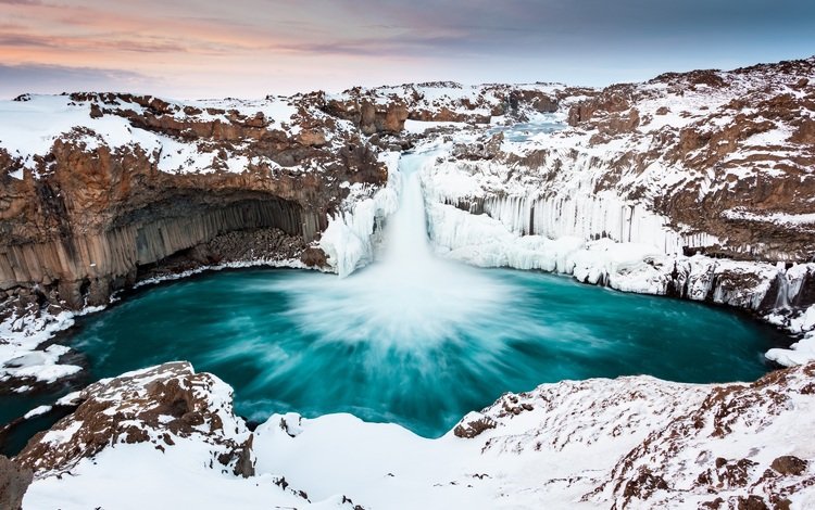 зима, водопад, исландия, aldeyjarfoss waterfall, альдейярфосс, замерзший водопад, winter, waterfall, iceland