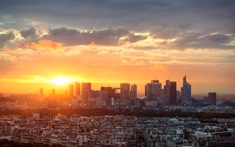 закат, панорама, город, париж, франция, sunset, panorama, the city, paris, france
