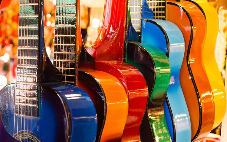 музыка, разноцветные, струны, гитары, музыкальный инструмент, music, colorful, strings, guitar, musical instrument
