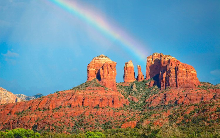 небо, скалы, пейзаж, каньон, радуга, долина монументов, the sky, rocks, landscape, canyon, rainbow, monument valley