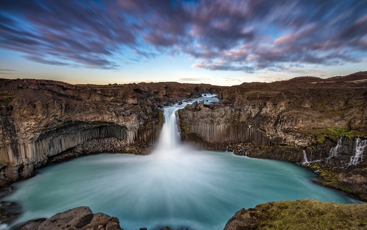 озеро, река, скалы, исландия, aldeyjarfoss waterfall, альдейярфосс, lake, river, rocks, iceland