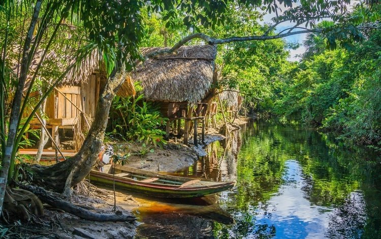 река, лодка, дом, джунгли, хижина, венесуэла, ориноко, river, boat, house, jungle, hut, venezuela, orinoco