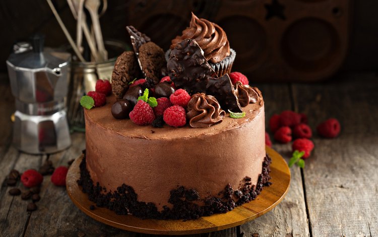малина, выпечка, торт, в шоколаде, raspberry, cakes, cake, chocolate