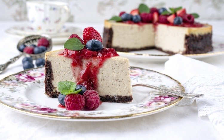 малина, ягоды, черника, торт, чизкейк, raspberry, berries, blueberries, cake, cheesecake