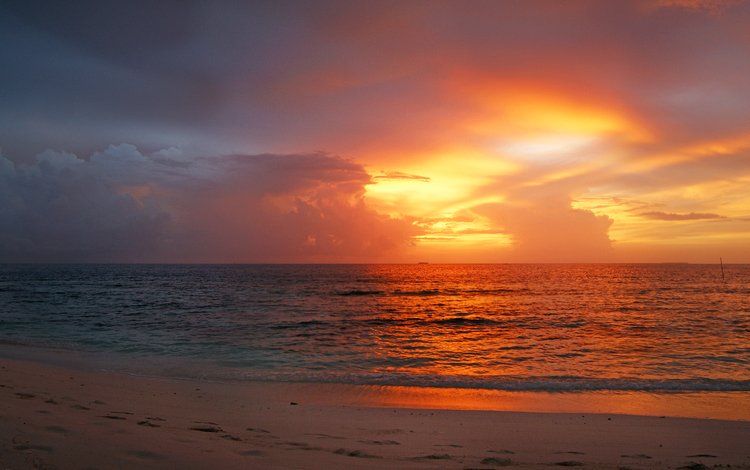 небо, облака, закат, море, пляж, горизонт, 13, the sky, clouds, sunset, sea, beach, horizon