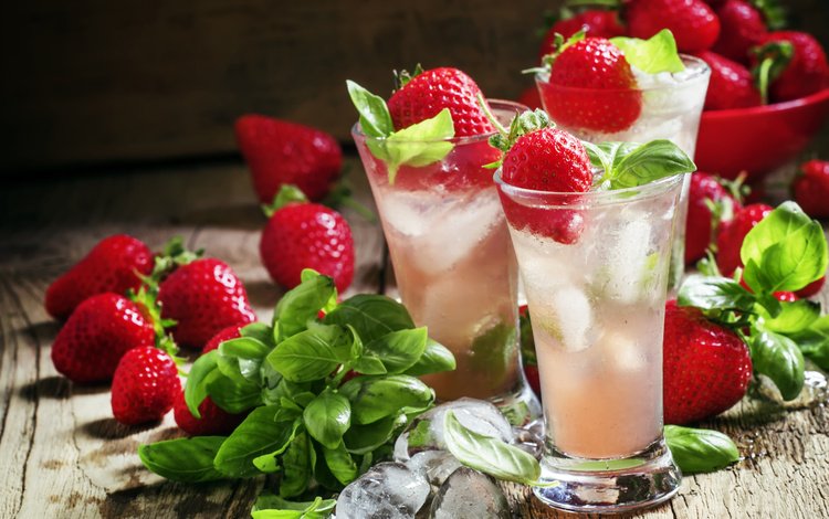 напиток, клубника, лёд, drink, strawberry, ice