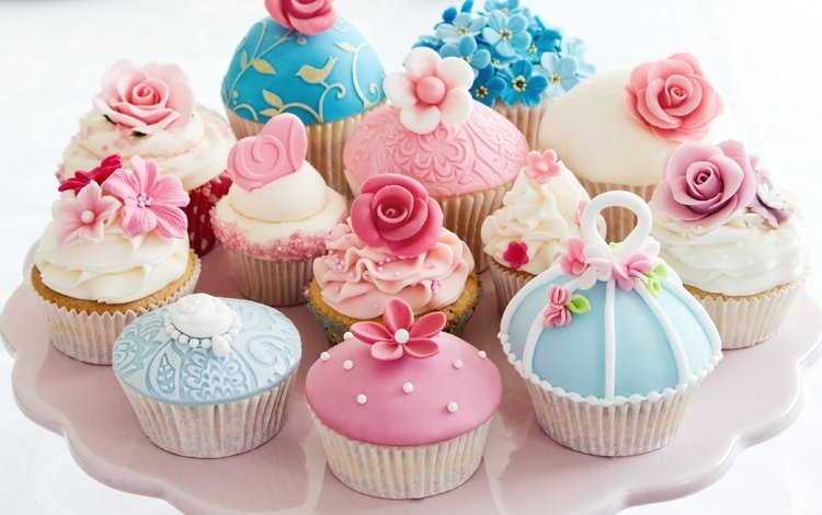 цветы, крем для торта, формы, сердечко, сладкое, десерт, кексы, flowers, cream cake, form, heart, sweet, dessert, cupcakes
