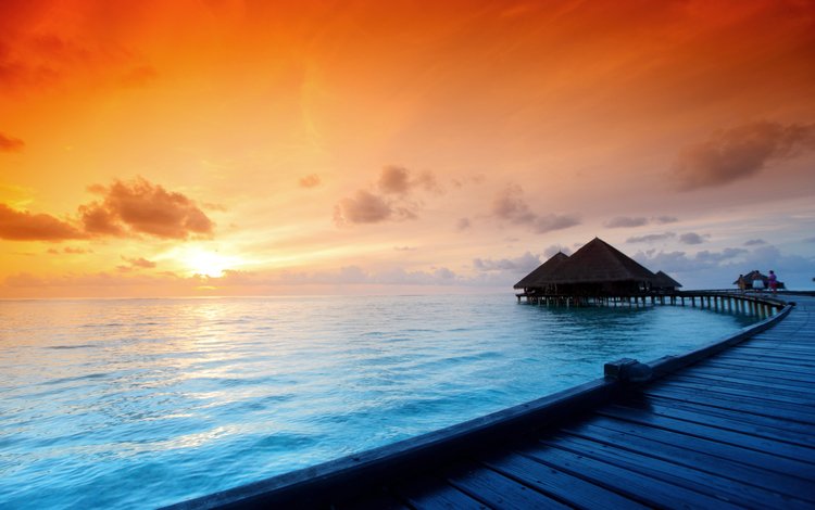 закат, море, тропики, 3, мальдивы, sunset, sea, tropics, the maldives