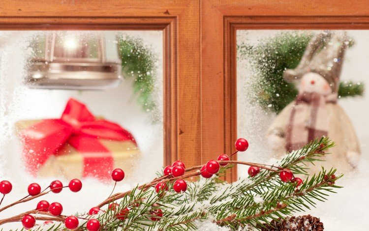 новый год, елка, окно, подарок, рождество, new year, tree, window, gift, christmas