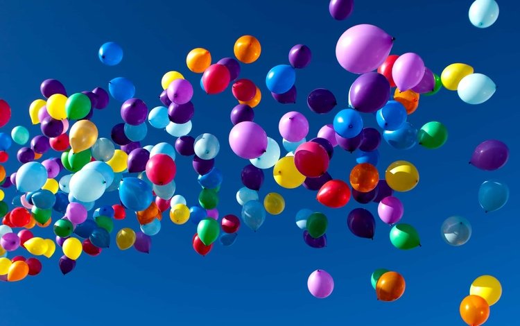 небо, шары, разноцветные, воздушные шарики, the sky, balls, colorful, balloons