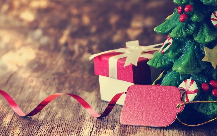 новый год, декор, елка, доски, свеча, подарок, праздник, рождество, коробка, new year, decor, tree, board, candle, gift, holiday, christmas, box