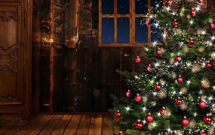 новый год, елка, шары, окно, рождество, елочные игрушки, new year, tree, balls, window, christmas, christmas decorations