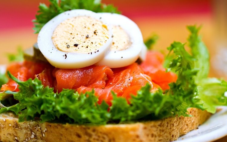 зелень, бутерброд, хлеб, яйца, рыба, яйцо, сэндвич, сёмга, красная рыба, red fish, greens, sandwich, bread, eggs, fish, egg, salmon