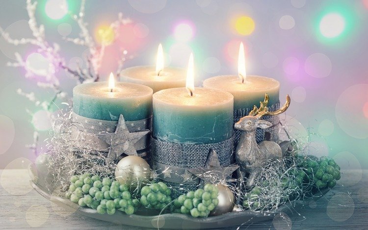 свечи, новый год, украшения, звезды, шарики, олени, рождество, декор, candles, new year, decoration, stars, balls, deer, christmas, decor