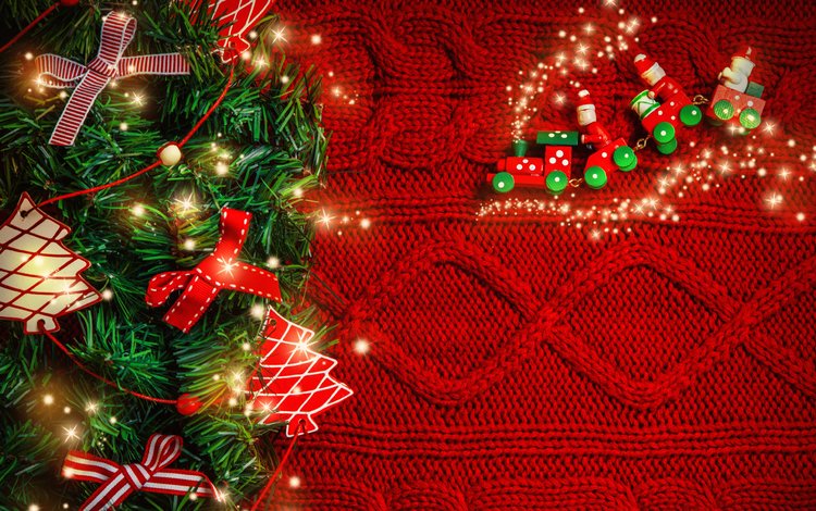 новый год, елка, рождество, паровозик, гирлянда, декор, new year, tree, christmas, train, garland, decor