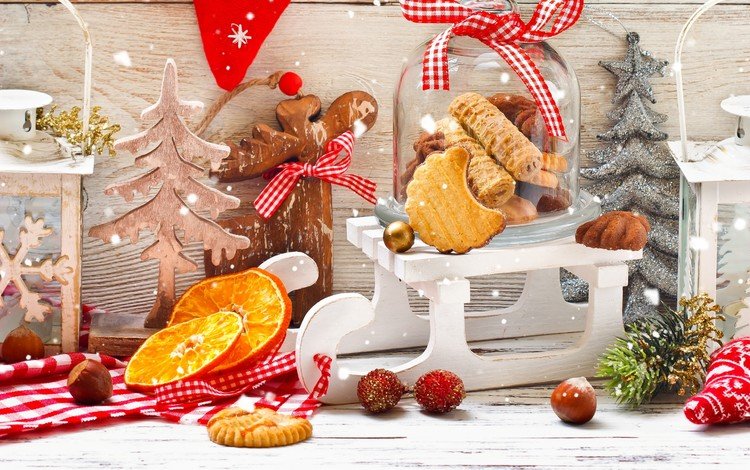 новый год, рождество, елочные украшения, печенье, new year, christmas, christmas decorations, cookies