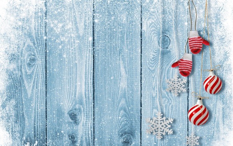 дерево, новый год, шары, снежинки, рождество, варежки, tree, new year, balls, snowflakes, christmas, mittens