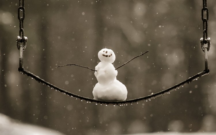 снег, новый год, зима, снеговик, рождество, качели, snow, new year, winter, snowman, christmas, swing