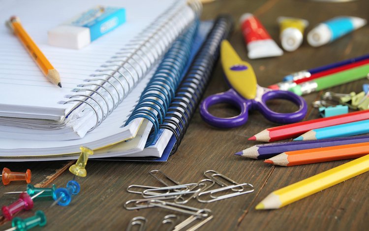 карандаши, ручки, ножницы, скрепки, тетради, школьные принадлежности, pencils, handle, scissors, clip, notebook, school supplies