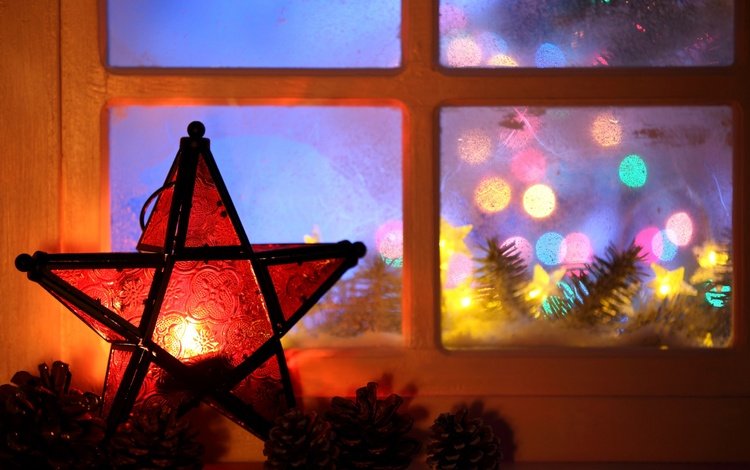новый год, звезда, окно, рождество, гирлянда, new year, star, window, christmas, garland
