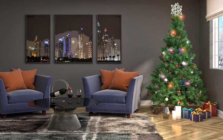 новый год, елка, подарки, вино, рождество, new year, tree, gifts, wine, christmas