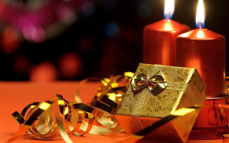 свечи, новый год, подарки, лента, рождество, бантик, коробки, серпантин, candles, new year, gifts, tape, christmas, bow, box, serpentine