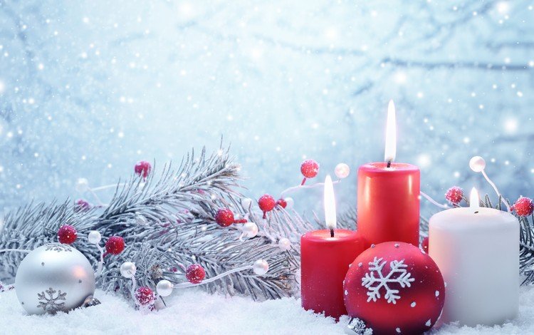 свечи, новый год, рождество, елочные украшения, candles, new year, christmas, christmas decorations