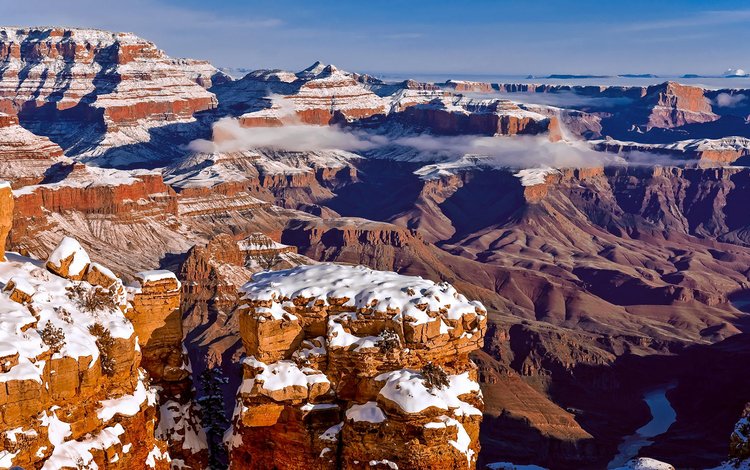 скалы, зима, пейзаж, grand canyon, штат аризона, pat kofahl, rocks, winter, landscape, arizona