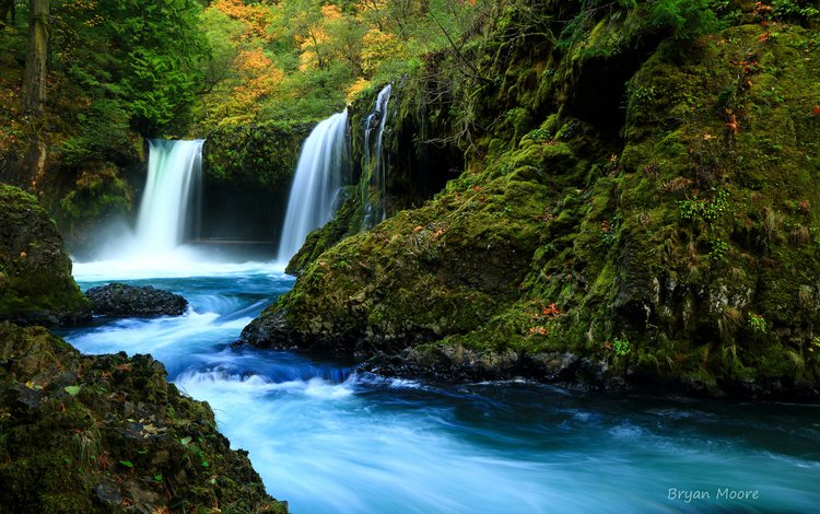 река, природа, лес, водопад, осень, river, nature, forest, waterfall, autumn