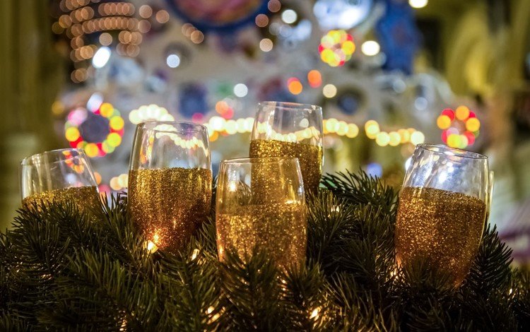 новый год, бокалы, рождество, шампанское, new year, glasses, christmas, champagne