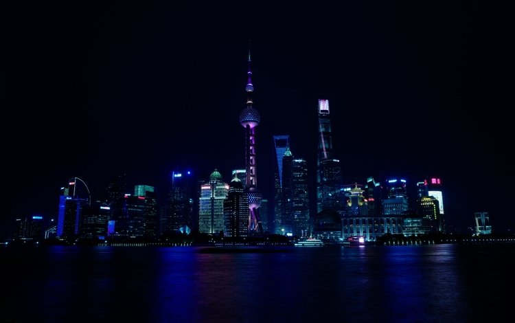 ночь, огни, город, небоскребы, шанхай, китай, night, lights, the city, skyscrapers, shanghai, china