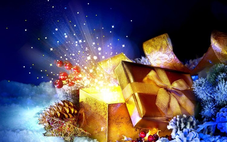 новый год, подарок, рождество, шишки, коробка, new year, gift, christmas, bumps, box