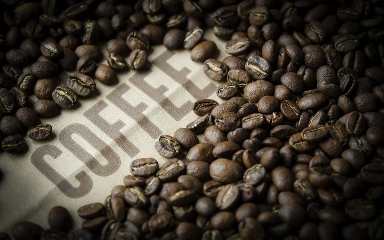 надпись, кофе, кофейные зерна, the inscription, coffee, coffee beans