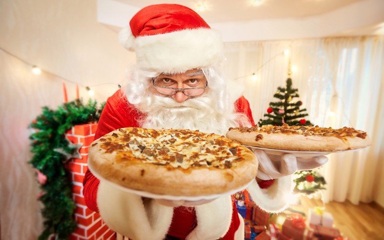 новый год, дед мороз, праздник, рождество, выпечка, пицца, new year, santa claus, holiday, christmas, cakes, pizza