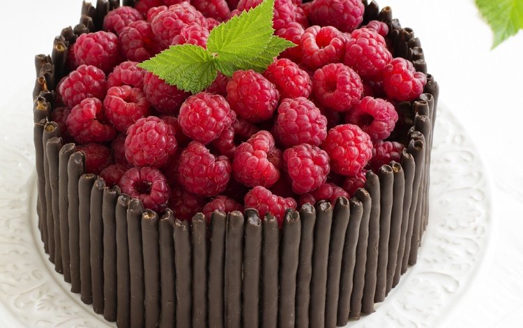 мята, малина, ягоды, шоколад, сладкое, торт, десерт, mint, raspberry, berries, chocolate, sweet, cake, dessert