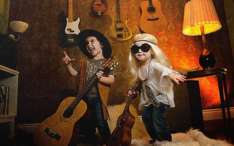 музыка, певцы, взгляд, очки, дети, девочка, мальчик, гитары, шляпа, music, singers, look, glasses, children, girl, boy, guitar, hat