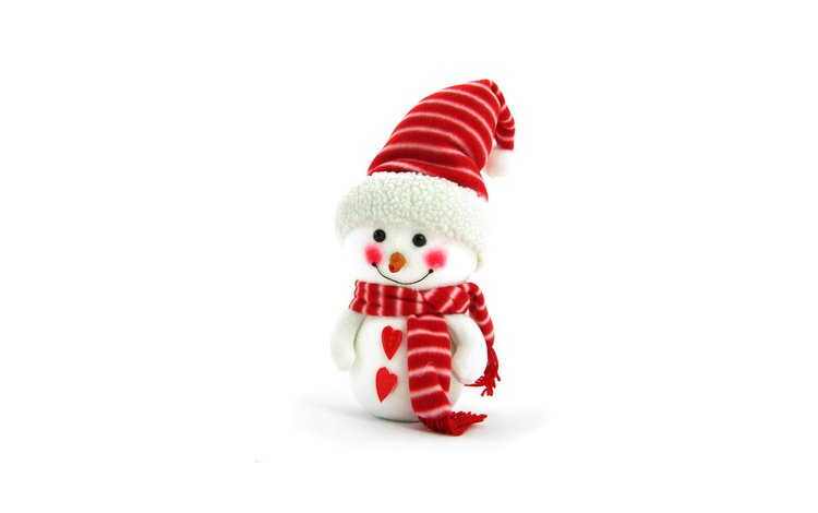 новый год, снеговик, белый фон, шапка, праздники, рождество, сердечки, шарф, new year, snowman, white background, hat, holidays, christmas, hearts, scarf
